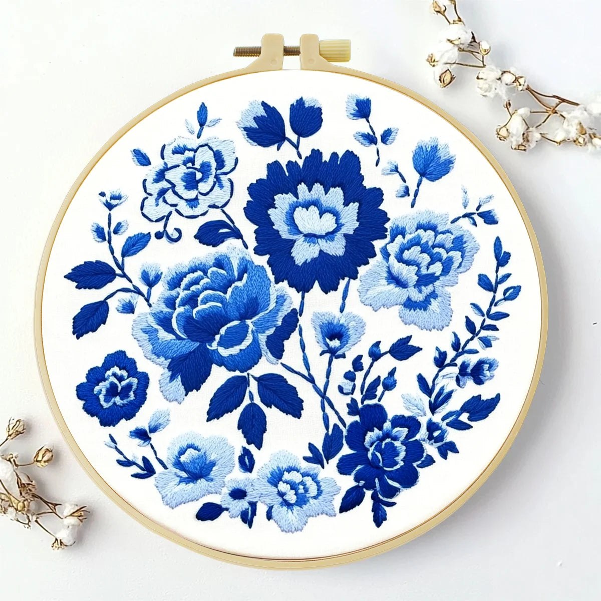 Embroidery DIY Starter Kit - Blue Rosettes