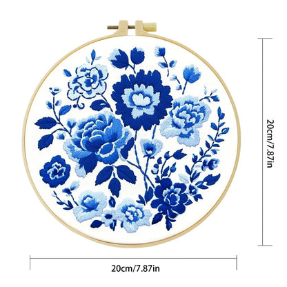 Embroidery DIY Starter Kit - Blue Rosettes