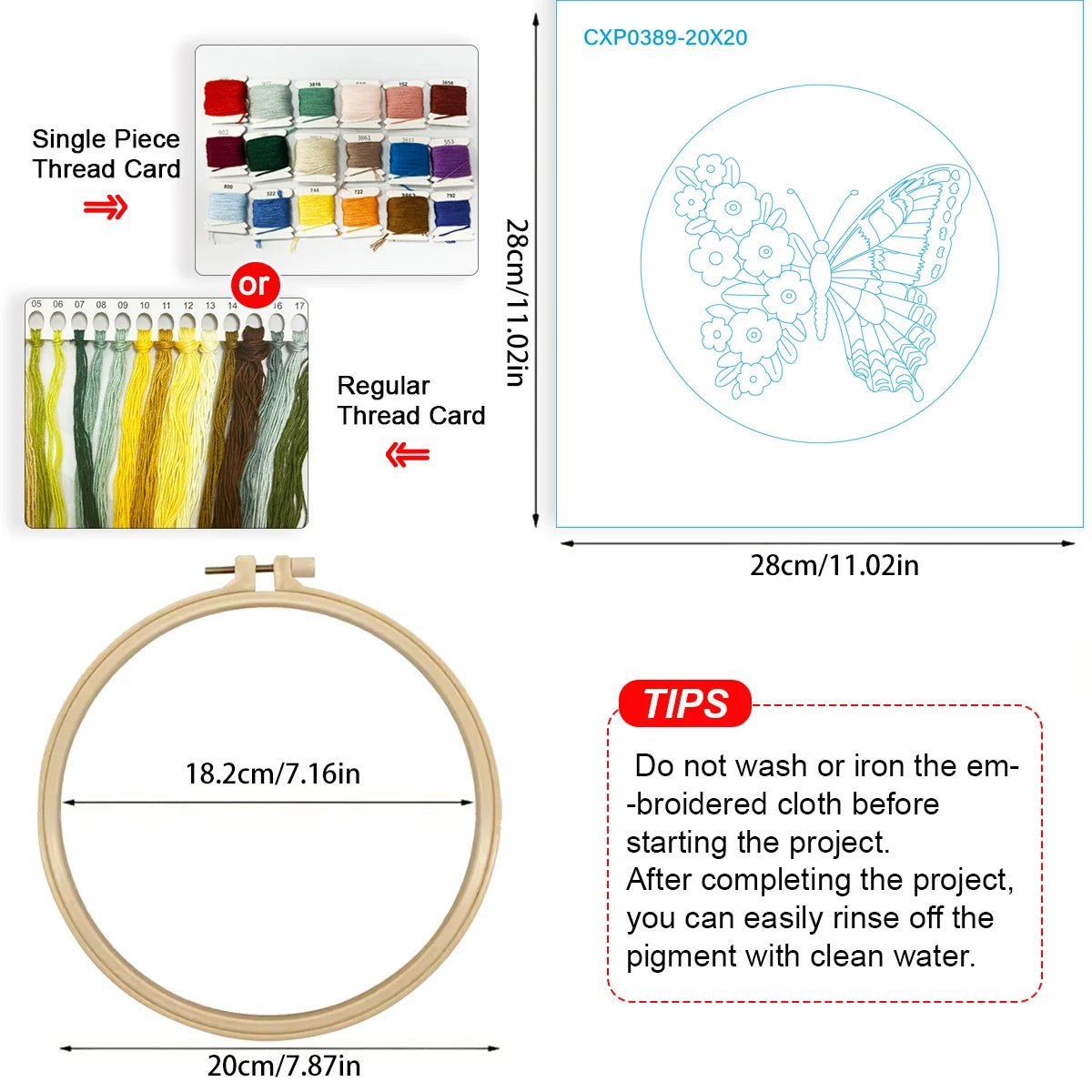Embroidery DIY Starter Kit - Butterfly Blossom