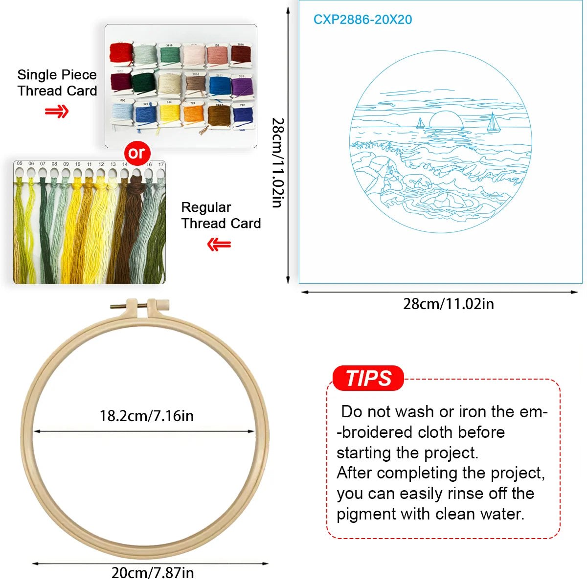 Embroidery DIY Starter Kit - Crashing Waves at Sunset