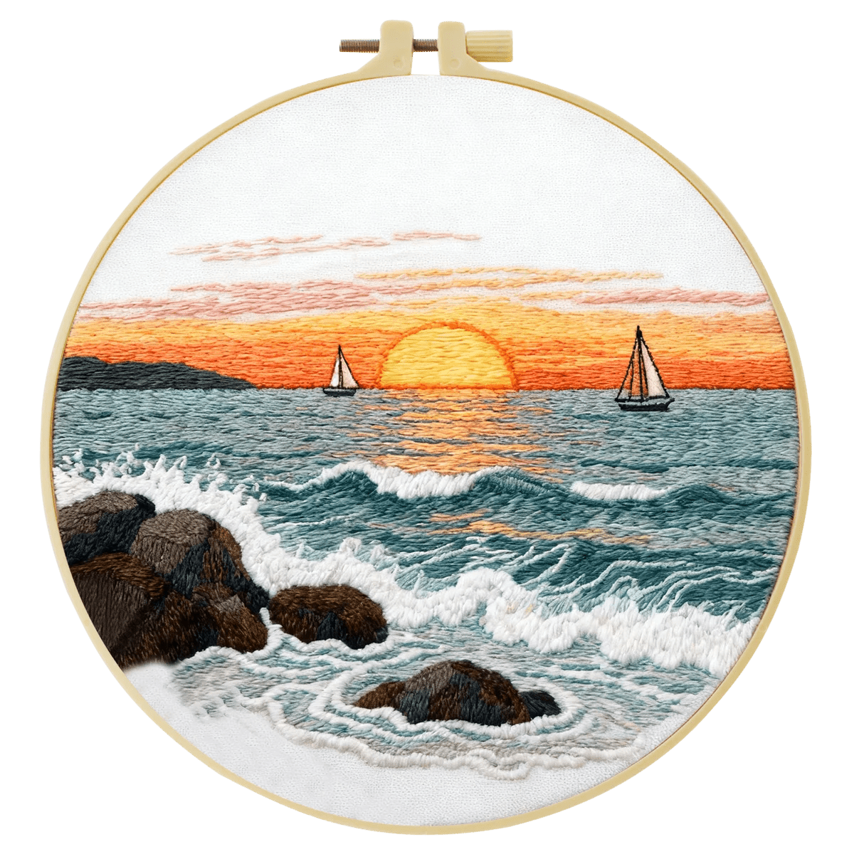 Embroidery DIY Starter Kit - Crashing Waves at Sunset