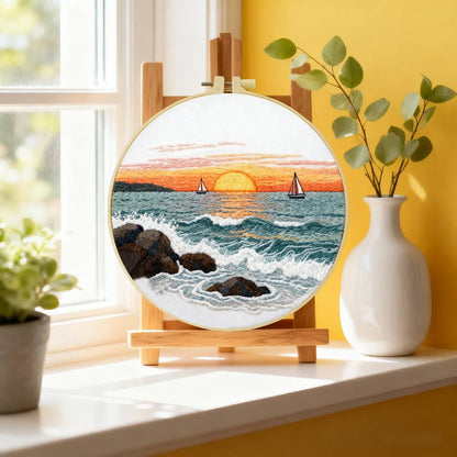 Embroidery DIY Starter Kit - Crashing Waves at Sunset