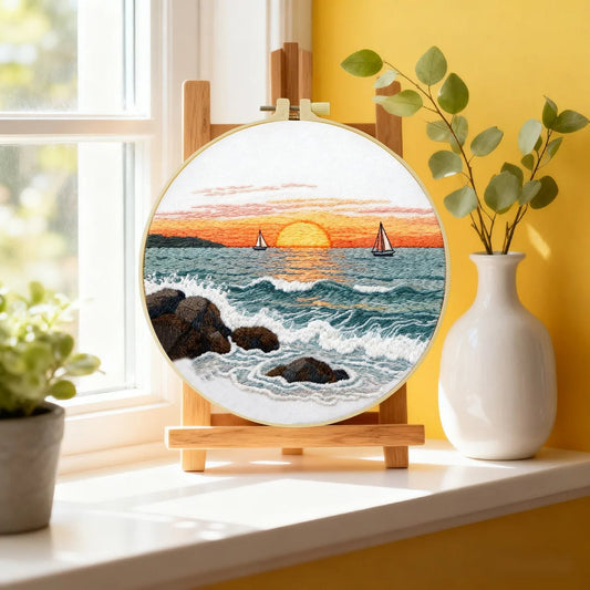 Embroidery DIY Starter Kit - Crashing Waves at Sunset