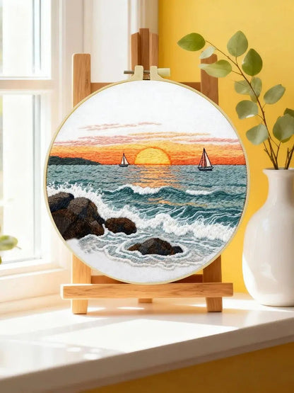 Embroidery DIY Starter Kit - Crashing Waves at Sunset