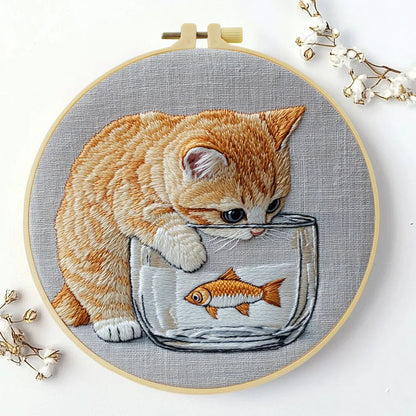 Embroidery DIY Starter Kit - Curios Kitty and Fish Bowl