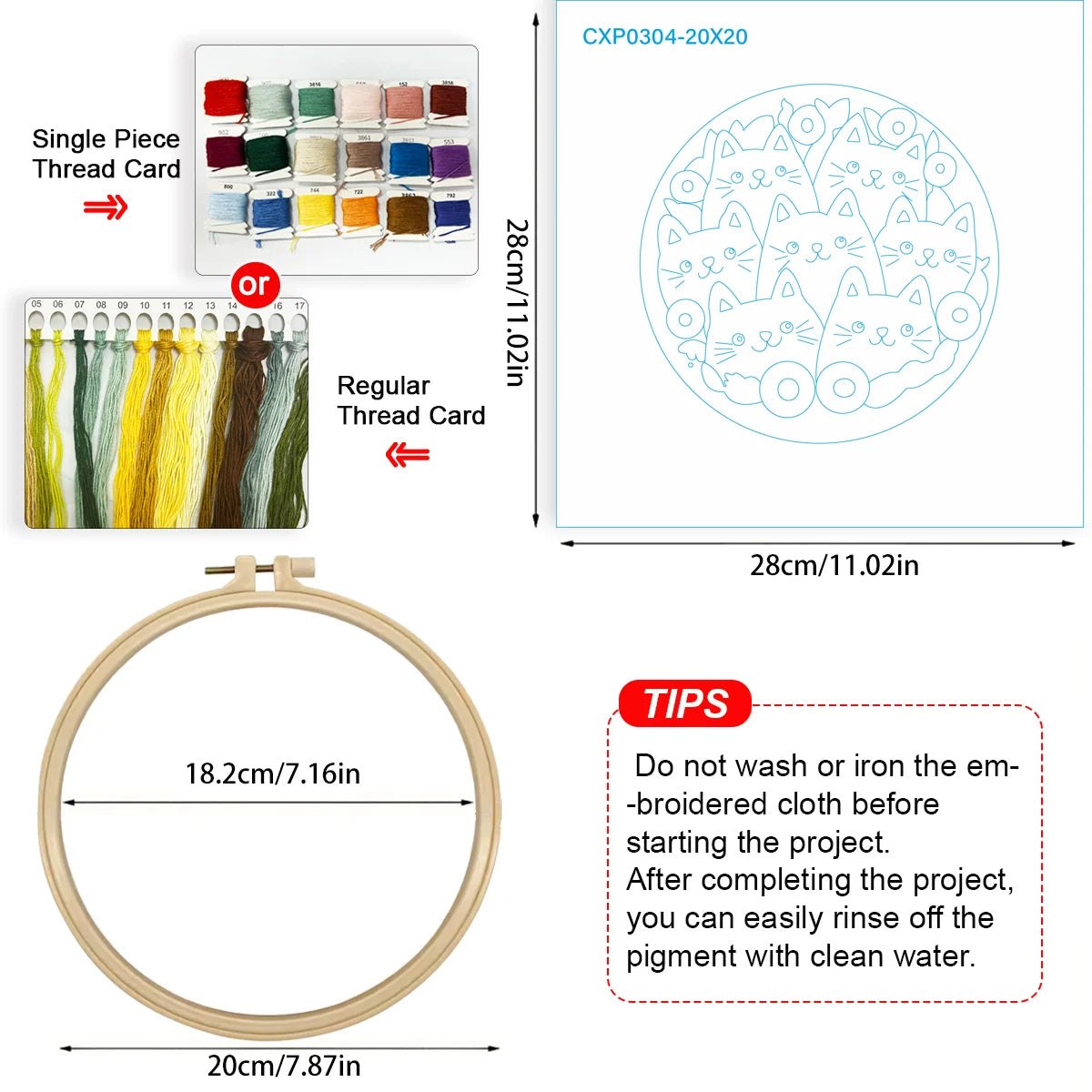 Embroidery DIY Starter Kit - Cute Cat Crowd