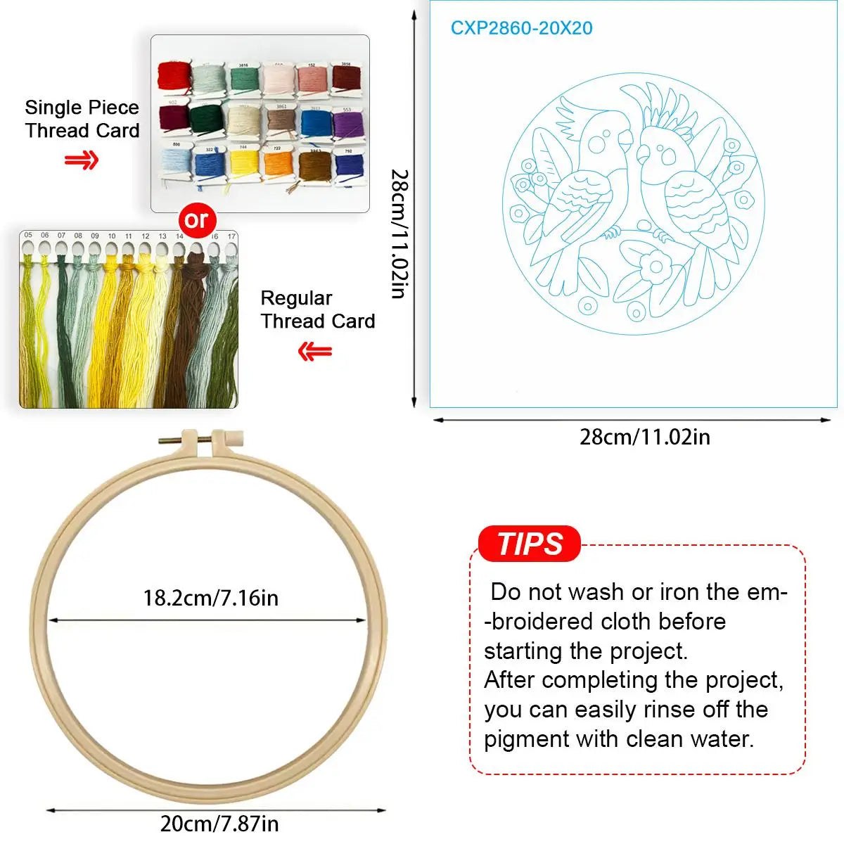 Embroidery DIY Starter Kit - Flaming Galahs