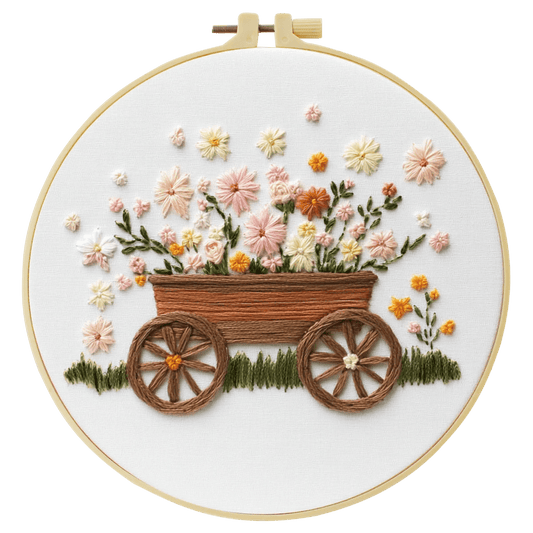 Embroidery DIY Starter Kit - Floral Wheelbarrow