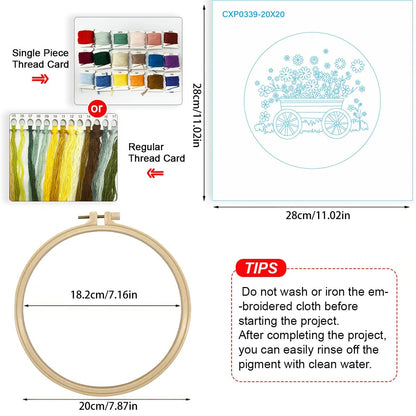 Embroidery DIY Starter Kit - Floral Wheelbarrow