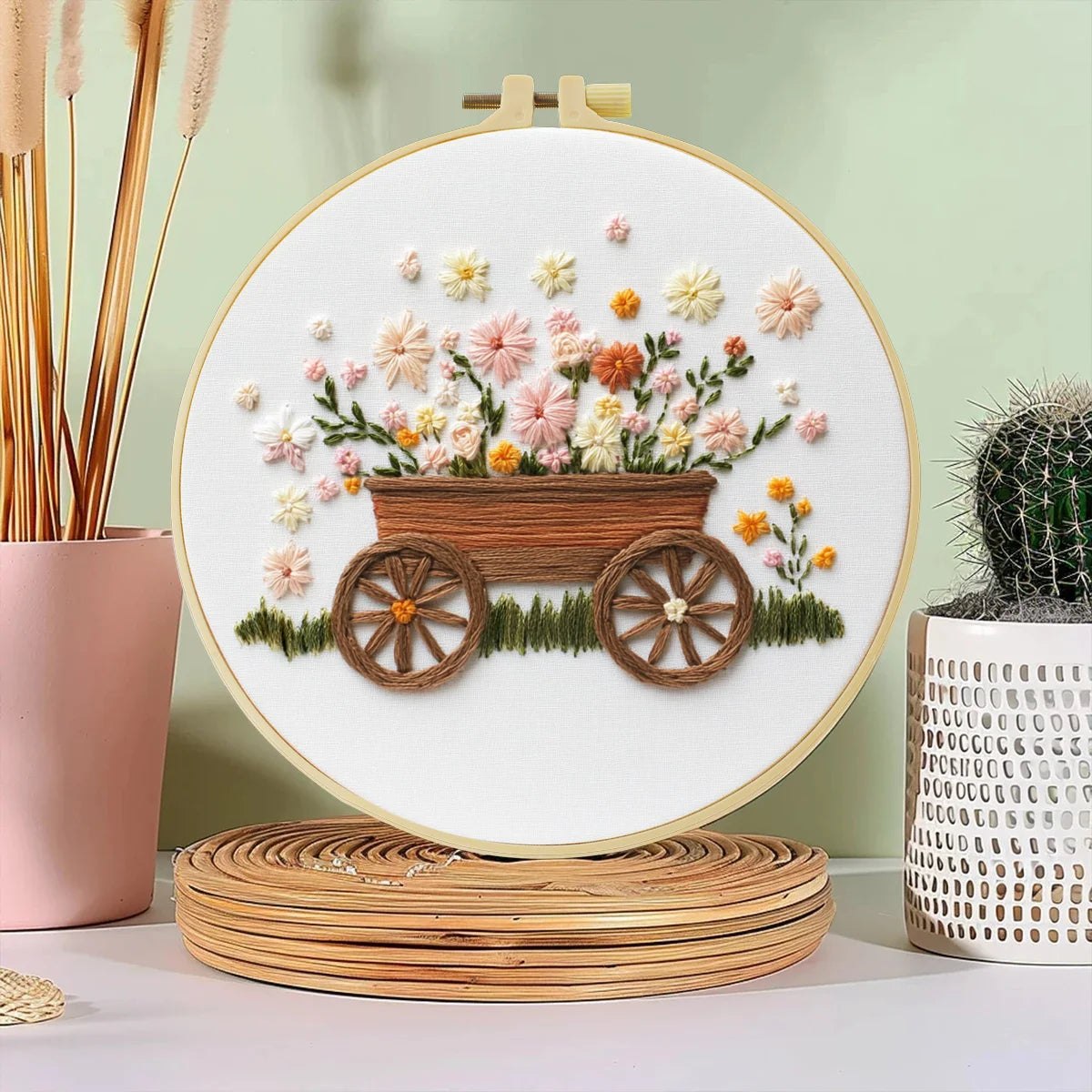 Embroidery DIY Starter Kit - Floral Wheelbarrow