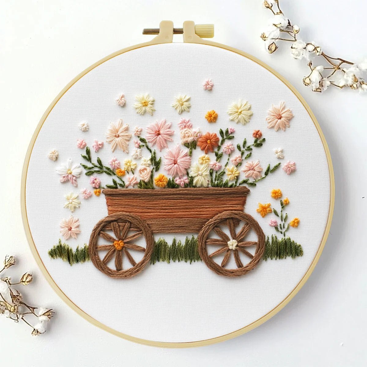 Embroidery DIY Starter Kit - Floral Wheelbarrow