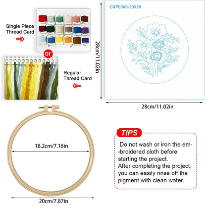 Embroidery DIY Starter Kit - Flower Bunch