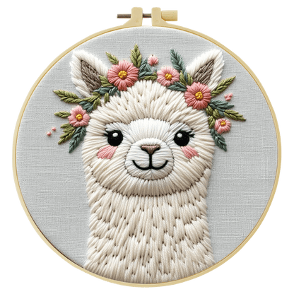 Embroidery DIY Starter Kit - Flower Power Alpaca