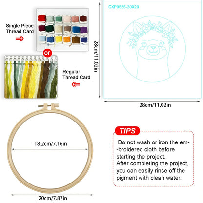 Embroidery DIY Starter Kit - Flower Power Alpaca