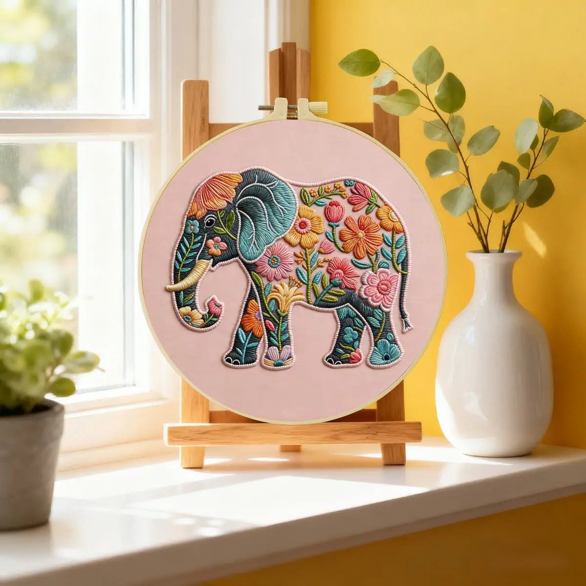 Embroidery DIY Starter Kit - Flower Power Elephant