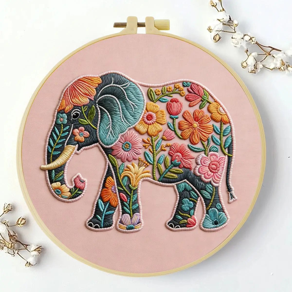 Embroidery DIY Starter Kit - Flower Power Elephant
