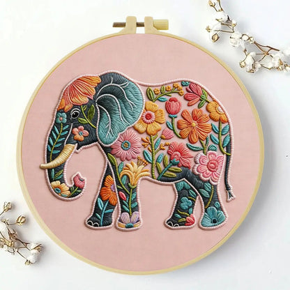 Embroidery DIY Starter Kit - Flower Power Elephant