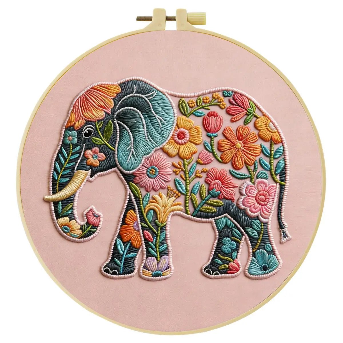 Embroidery DIY Starter Kit - Flower Power Elephant