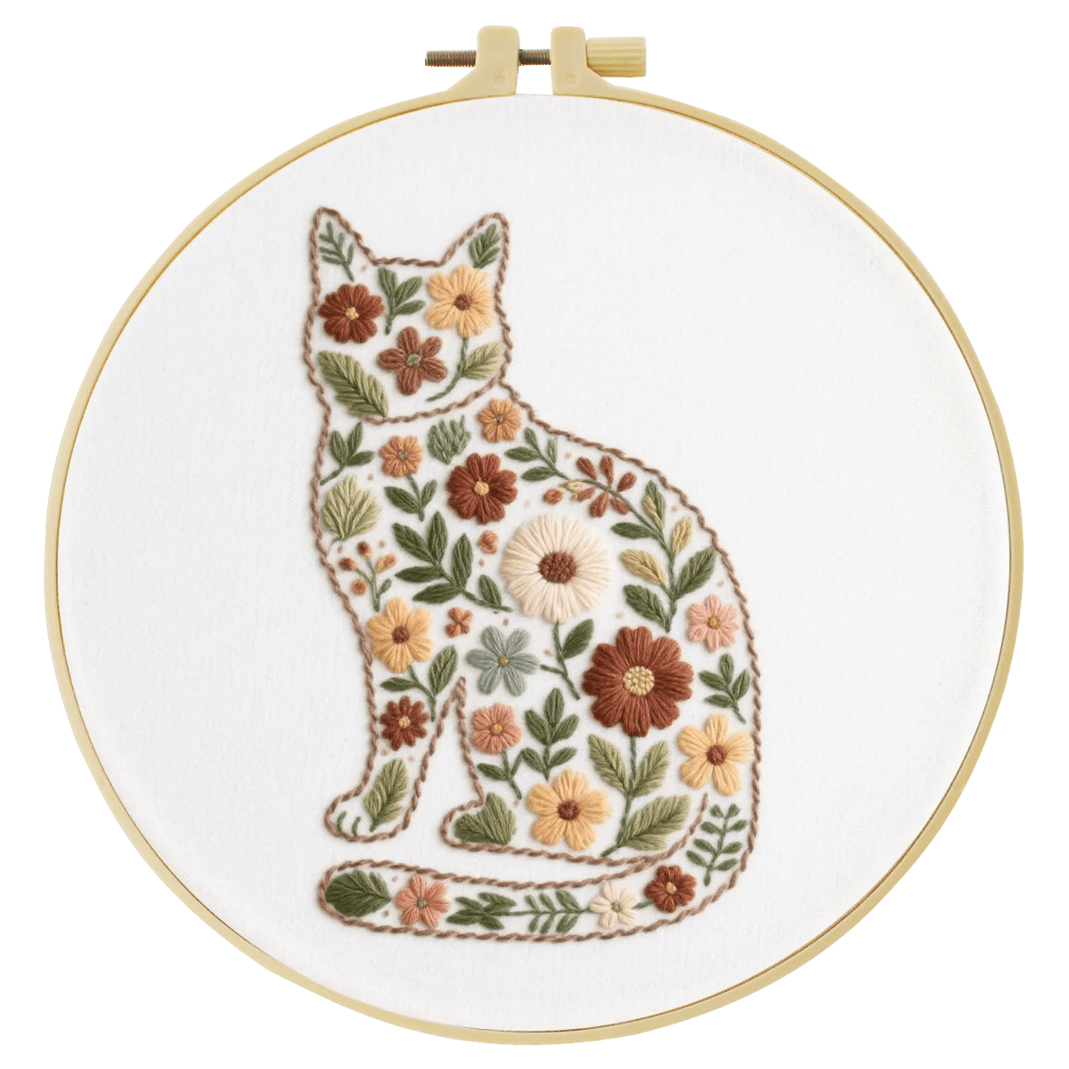 Embroidery DIY Starter Kit - Flower Power Kitty