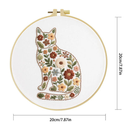 Embroidery DIY Starter Kit - Flower Power Kitty