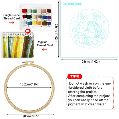 Embroidery DIY Starter Kit - Happy Hedghog