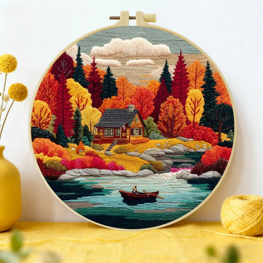 Embroidery DIY Starter Kit - Lakeside Cabin