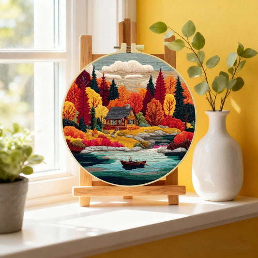 Embroidery DIY Starter Kit - Lakeside Cabin