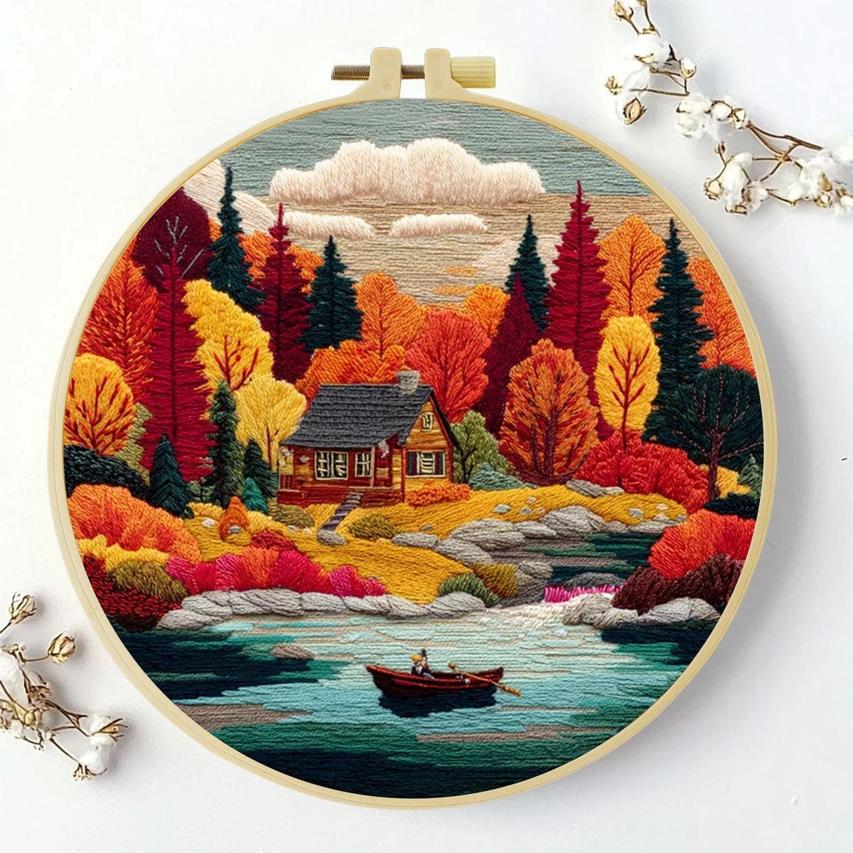 Embroidery DIY Starter Kit - Lakeside Cabin