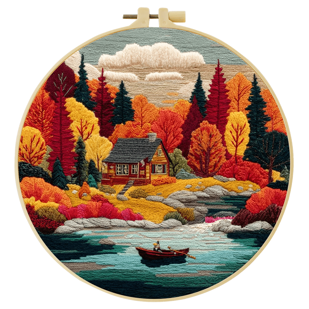 Embroidery DIY Starter Kit - Lakeside Cabin