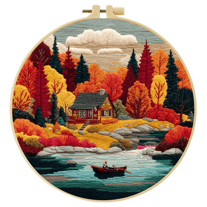 Embroidery DIY Starter Kit - Lakeside Cabin