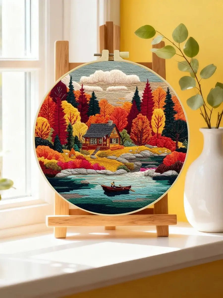 Embroidery DIY Starter Kit - Lakeside Cabin