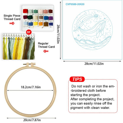 Embroidery DIY Starter Kit - Leaping Whale