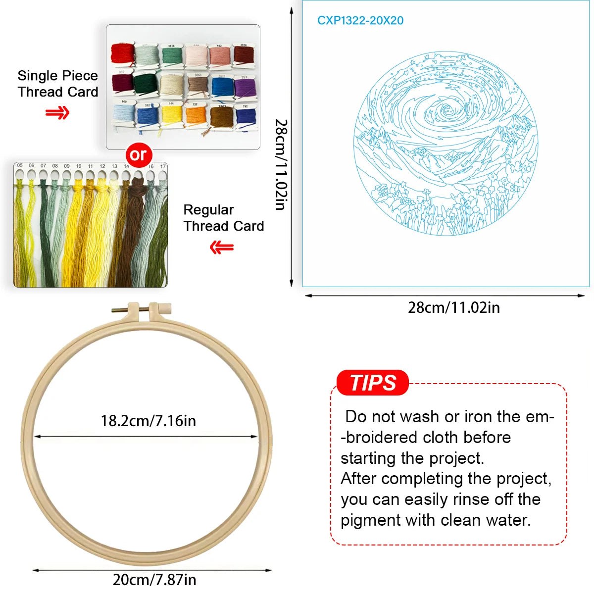 Embroidery DIY Starter Kit - Northern Light Swirl