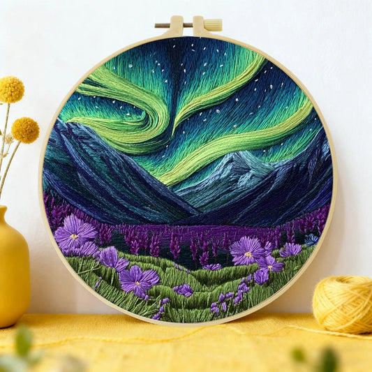 Embroidery DIY Starter Kit - Northern Shimmering Sky