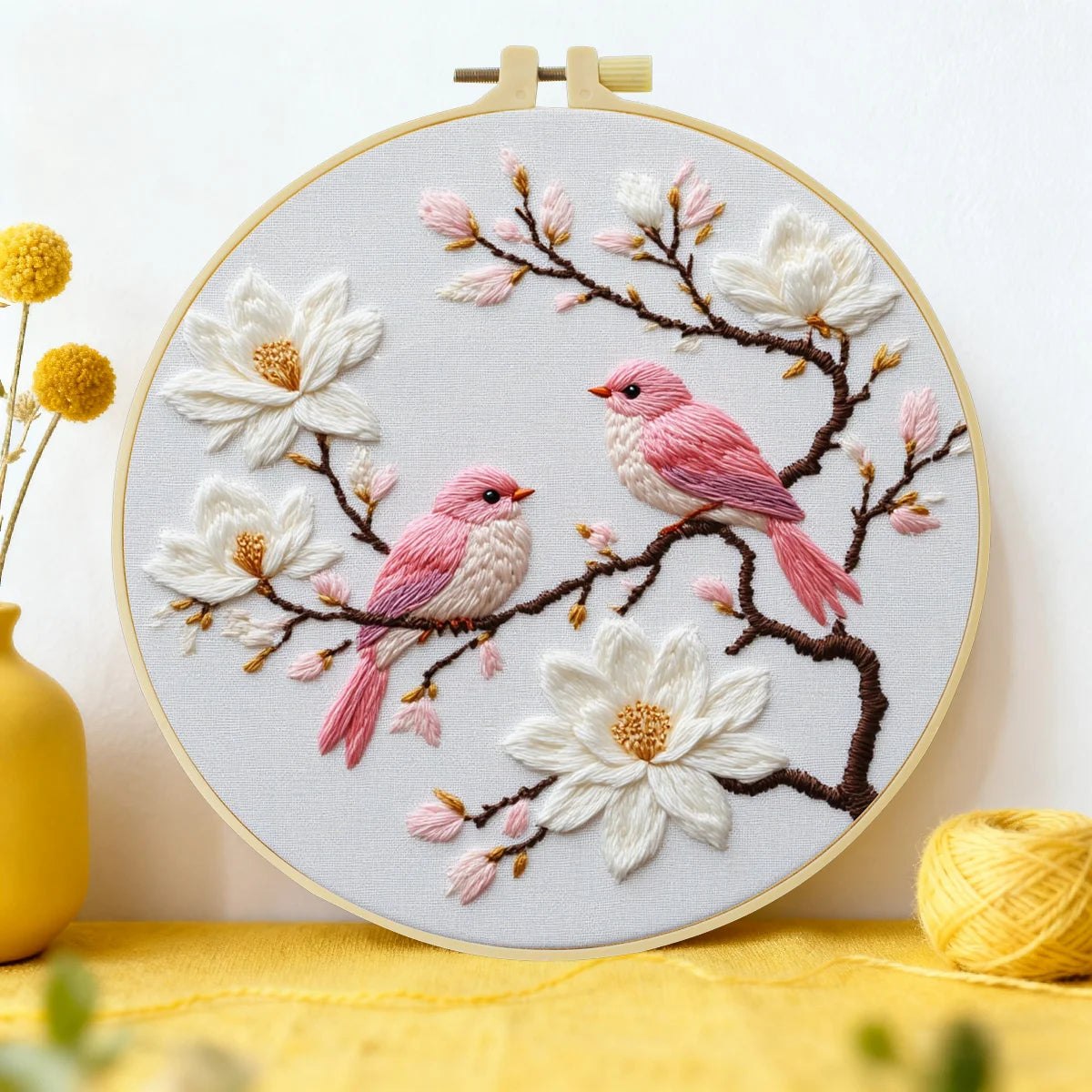 Embroidery DIY Starter Kit - Pink Birdies