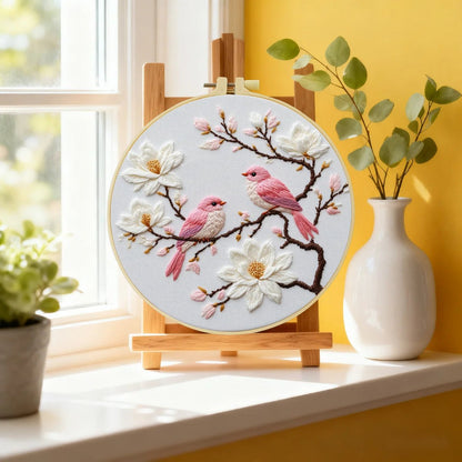 Embroidery DIY Starter Kit - Pink Birdies