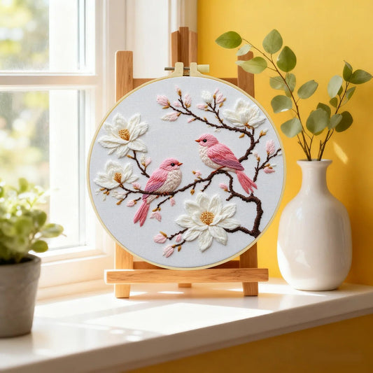 Embroidery DIY Starter Kit - Pink Birdies
