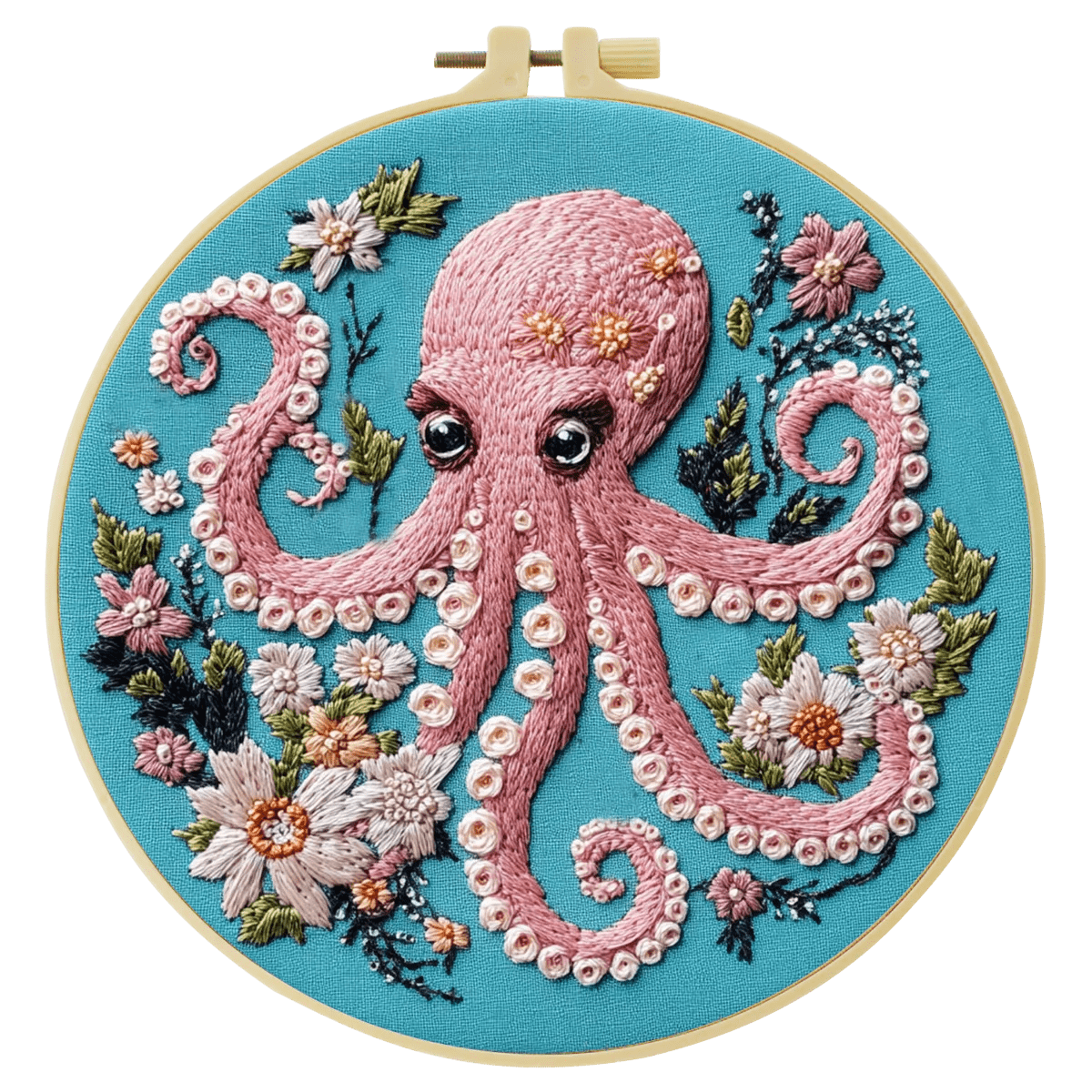 Embroidery DIY Starter Kit - Pink Octopus