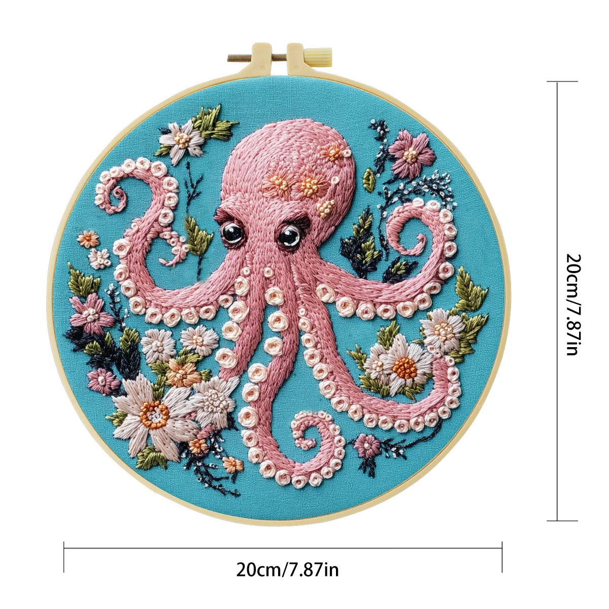 Embroidery DIY Starter Kit - Pink Octopus