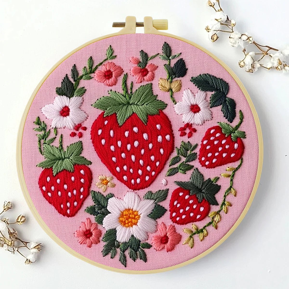 Embroidery DIY Starter Kit - Pink Strawberry Patch