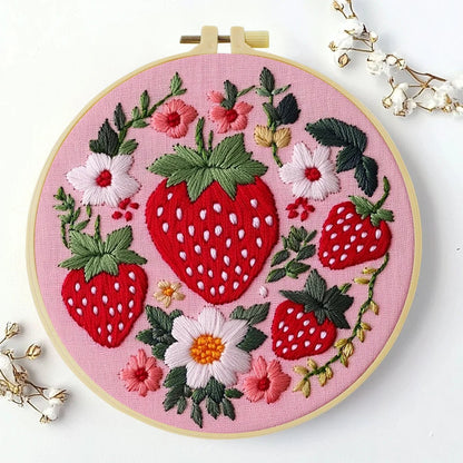 Embroidery DIY Starter Kit - Pink Strawberry Patch