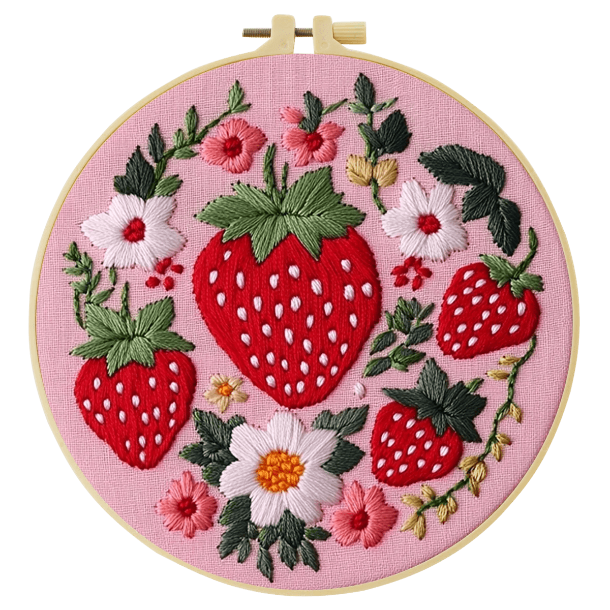 Embroidery DIY Starter Kit - Pink Strawberry Patch