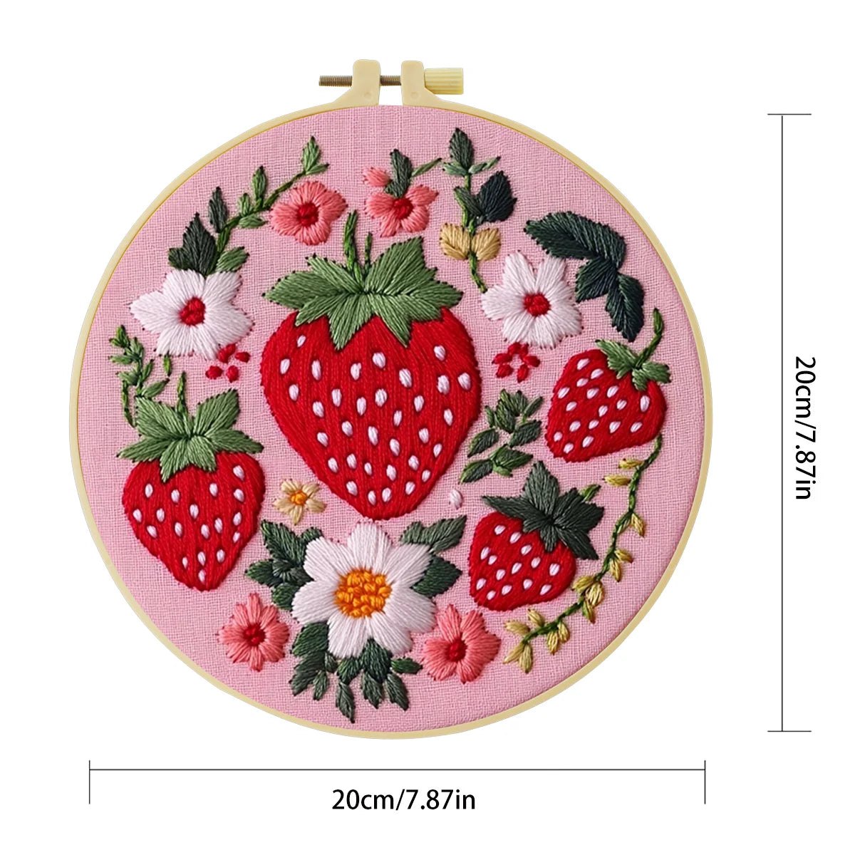 Embroidery DIY Starter Kit - Pink Strawberry Patch