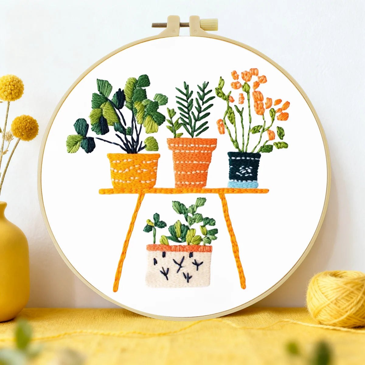 Embroidery DIY Starter Kit - Pretty Pot Plants