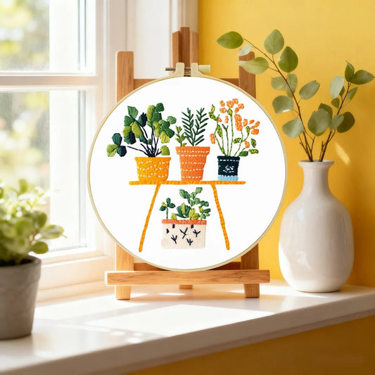 Embroidery DIY Starter Kit - Pretty Pot Plants