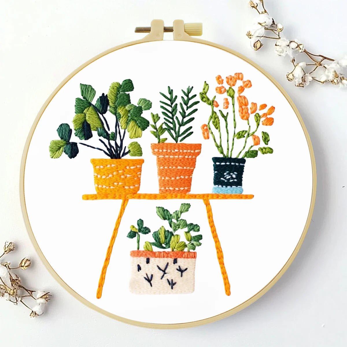 Embroidery DIY Starter Kit - Pretty Pot Plants