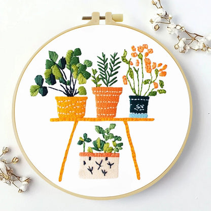Embroidery DIY Starter Kit - Pretty Pot Plants