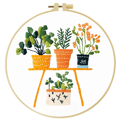 Embroidery DIY Starter Kit - Pretty Pot Plants