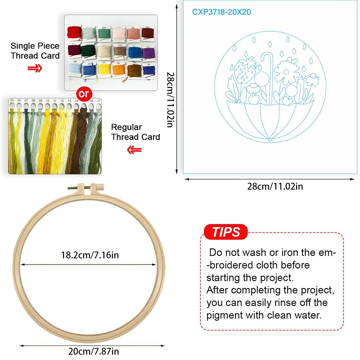 Embroidery DIY Starter Kit - Rainbow Garden