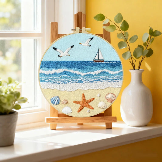 Embroidery DIY Starter Kit - Seaside Beach Day
